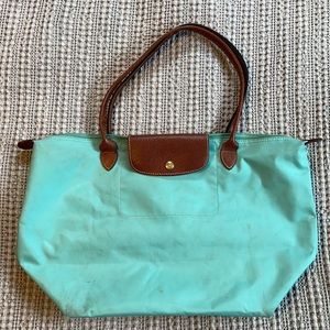 Large Teal Longchamp Le Pilage tote